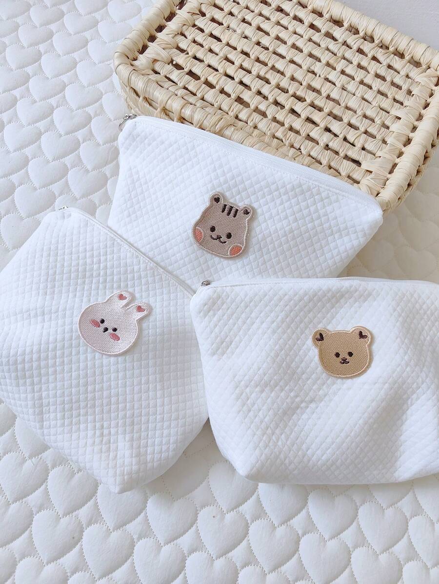 1 chiếc túi đựng đồ du lịch hình gấu mềm mại và dễ thương, túi có khóa kéo hình động vật hoạt hình dùng để đựng tã, bình sữa, đồ dùng cho bé, túi đựng đồ trang điểm cho mẹ. - Nhiều màu - Xem 1