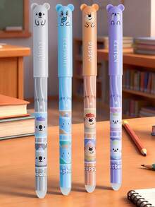 12支装动物图案可擦凝胶笔套装，多种动物造型，适合学生，返校礼物，动物园主题，可擦凝胶笔，学生文具用品 - 套裝 - 查看 4