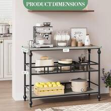 Mesa de consola clásica de 3 niveles, mesa de sofá con diseño de soporte arquitectónico para entrada, sala de estar, pasillo, oficina y dormitorio - Gris - Ver 2