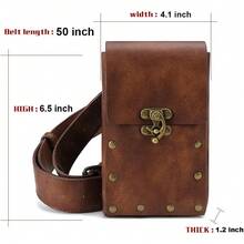 Renaissance Belt Pouch Medieval Viking Pirate Leather Belt Bag Skirt Hike Halloween Cosplay Costume Accessories(Brown) - 黑色 - 查看 5