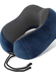 1 Set Almohada de Cuello en Forma de U para Viajes, Set de Almohada de Viaje de Espuma de Memoria que Incluye 1 Almohada de Cuello, 1 Antifaz 3D, 1 Par de Tapones para los Oídos a Prueba de Ruido, Almohada para Siesta en Avión/Coche, Almohada Cervical - azul real - Ver 3