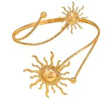 1 pieza Brazalete ajustable de metal con diseño minimalista de girasol, estilo europeo y americano, para mujeres - amarillo dorado - Ver 6
