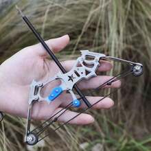 7.5-Inch Stainless Steel Mini Compound Bow,Mini Toy Bow And Arrow Set, Ideal For Beginner Archery Practice And Holiday Gifts - Silver Black - View 3