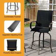 4 Piece Outdoor Swivel Bar Chairs, Patio High Swivel Bar Stools, All Weather High Back And Armrest Patio Chairs, Outdoor Rotating BarChair Counter Height For Deck Lawn Garden Backyard - màu đen - Xem 6