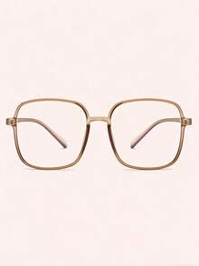 1副女士时尚复古简约优雅奶茶棕色大框眼镜 - 棕色 - 查看 4