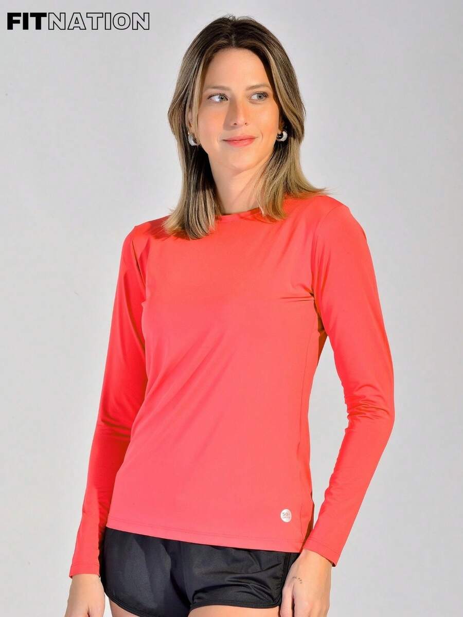 WOMEN'S LONG SLEEVE T-SHIRT WITH UV50 PROTECTION - Red - View 1