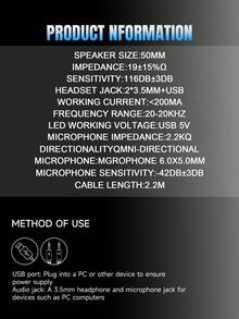 GX3 台式电脑耳机，有线游戏耳机，带 RGB 灯光，沉浸式低音，高性价比电脑耳机 - 查看 7