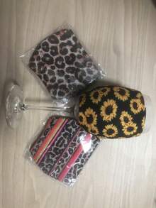 可重复使用的豹纹葡萄酒杯套，酒杯保护套，香槟杯套，隔热 - 查看 6