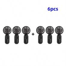 6pcs Portable Mini Fan Handheld Personal Small Fan With 3-Speed For Travel, Long-Lasting Rechargeable Fan, Rechargeable Fan, Rechargeable Portable Fan, USB Rechargeable Battery Operated Mini Fan - Style 4 - View 1