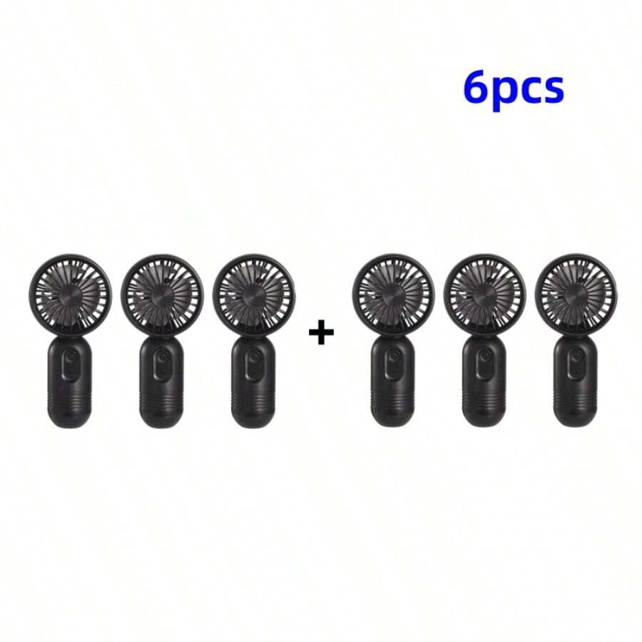 6pcs Portable Mini Fan Handheld Personal Small Fan With 3-Speed For Travel, Long-Lasting Rechargeable Fan, Rechargeable Fan, Rechargeable Portable Fan, USB Rechargeable Battery Operated Mini Fan - Style 4 - View 1