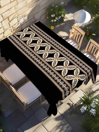 1 chiếc khăn trải bàn họa tiết hoa jacquard, hình chữ nhật màu đen và vàng, có thể giặt và chống nhăn, thích hợp cho nhà bếp, phòng ăn, trang trí nhà cửa, tiệc chiêu đãi, tiệc tùng.