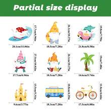 1 Set Of 9 Pcs Summer Beach Style Window Stickers, Includes Dwarf, Palm Tree, Ice Cream, Pineapple, Sailboat Patterns, Removable Static Cling Glass Decals, Suitable For Bedroom, Living Room, Balcony And Display Window Decoration - 20*30*9 Sheets - View 3