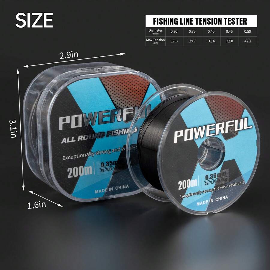 150-200米黑色尼龙线，高拉伸强度，耐磨损，高韧性，不易断裂，多股可选，适用于家庭和工业用途。 - 黑色 - 查看 1