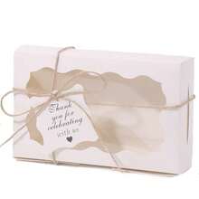 10pcs (With Rope & Hang Tag) Wedding Gift Boxes With Ribbon & Card, Transparent Visible Paper Design, Suitable For Wedding Party, Birthday, Wedding Decoration, Holidays - View 7