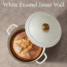 Enameled Cast Iron Dutch Oven Pot With Lid, Heavy-Duty Dutch Oven Sourdough Bread Baking, Braising, Stews, Roasting, Healthy &, Dual Handles, All Stovetop Compatible, Oven Up To 500° F, White - View 4