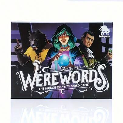 Werewords: Trò chơi đoán từ ẩn danh - Trò chơi và hoạt động giải trí thú vị dựa trên suy luận xã hội - Thử thách đoán từ theo chủ đề người sói dành cho 4-10 người chơi - Lý tưởng cho các đêm chơi game, tiệc theo chủ đề kinh dị và các buổi tụ họp người lớn - Thiết kế nhỏ gọn để mang theo khi di chuyển. Giải trí nhóm đầy bất ngờ và hấp dẫn.