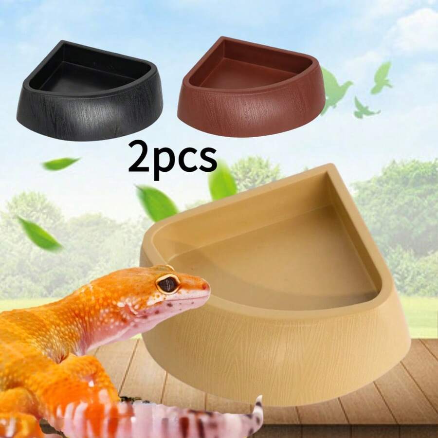 Reptile Feeding Bowl, Tortoise Water Bowl, Lizard & Frog Feeding Tray, Pet Drinking Water Dish, Pet Food Container - Black - View 1