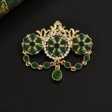 Ghim cài áo cô dâu kiểu Kaftan đính đá lấp lánh, phụ kiện thời trang mạ vàng, phù hợp cho mọi mùa, mùa hè, đi biển, đám cưới. - Vàng - Xem 7