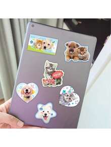 40pcs Vintage Stickers, Cute Animal Seal Stickers, Cat & Dog Decorative Stickers, DIY Luggage Stickers - 彩色 - 查看 8