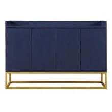 Modern Sideboard In Minimalist Style 4-Türiger Griffloser Buffetschrank Für Esszimmer, Wohnzimmer, Küche (Marineblau) - Navy Blue - View 12