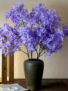 95厘米人造粉色樱花枝。丝绸仿真丁香花茎，适用于DIY、婚礼派对背景装饰、室内/花园/办公室/婚礼/派对装饰、春季庭院、墙面、阳台、卧室、客厅、花瓶、餐桌摆饰、家居婚礼装饰、生日、毕业礼物、春季装饰、夏季装饰、母亲节装饰、教师节装饰。 - 多色 - 查看 4