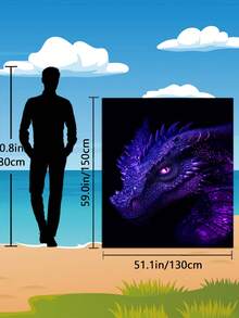 1 pieza Toalla de playa con patrón de dragón escamado morado sobre fondo negro, disponible en múltiples tamaños. Características: secado rápido, suave, portátil, de moda, a prueba de arena, súper absorbente, hecha de material de microfibra. Estilos: bohemio, tropical, retro, humorístico, yoga, picnic, protección UV. Adecuado para la playa, la piscina y actividades al aire libre; equipo de viaje esencial para camping, yoga, gimnasio, deportes y natación. Unisex. - A - Ver 15