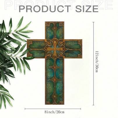 1pc Family Warm Cross Wood Cross Wall Art Decoration, Farmhouse Style Art Logo, Family Wall Religious Decoration, Living Room, Office, Coffee Shop, Gift, Festival, Indoor And Outdoor Decoration, Household Items, Size 20.32x30.48 Cm