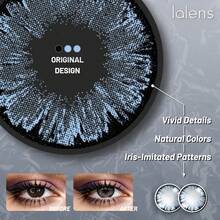 Lalens 1副装 14.5mm 大眼彩色隐形眼镜，年抛型，时尚美瞳，适合日常妆容，蓝色镜片，美化双眼，小瞳孔设计，适合秋冬季节，Y2K风格，百搭，生日、圣诞节等场合的理想之选，派对和生日的完美礼物 - Big Eye Girl Blue - 查看 6