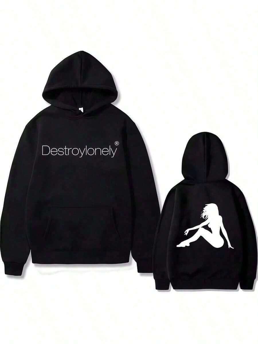 Nuevas de moda de temporada: Sudadera con capucha con estampado 'Rapper Destroy Lonely' para hombre, estilo Hip Hop Playbois Cartis, sudaderas extragrandes, sudadera vintage para hombre, esenciales de moda urbana masculina, sudadera con capucha para mujer, sudaderas para mujer, sudaderas con capucha para hombre, esenciales para hombre. - Negro - Ver 1