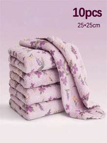 4/10pcs Coral Cleaning Cloths, High Absorbency Quick Dry Microfiber Wiping Cloths, Suitable For Bathroom, Car, Floral Square Country Style, Non-Shedding Soft, Holiday Cleaning Set, Brand K&A - A - View 16