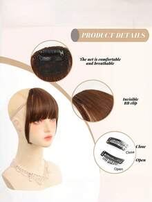 1pc Clip-On Bangs, Natural Invisible Seamless Air Bangs, Suitable For Students And Daily Wear, Random Color (Color May Vary Slightly From Image), Hair Accessory, Valentine's Day Hair Accessory Gift - Multicolor - View 5