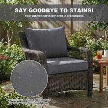 Outdoor Seat Cushion Set Waterproof & Fade-Resistant Patio Chair Cushions With Removable Cover, Deep Seat & Back Cushion Outdoor Patio Furniture Non-Slip Straps & Handle For Garden, Deck, Porch, Sofa Chair Cushion Set - 灰色 - 查看 8