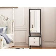 360° Jewelry Cabinet With Full-Length Mirror, Rotating Jewelry Cabinet With 2 Lower Drawers, Freely Rotatable, Spacious Storage Space - white - 查看 1
