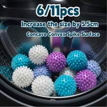 6/11个装可重复使用神奇洗衣球 - 柔顺剂，防止衣物缠结，去除污渍，多种颜色可选，适用于精致衣物，增强水流漩涡，温和清洁，去除毛发，软化衣物，防止打结，呵护衣物 - A - 查看 7