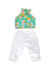 16-18英寸儿童娃娃服装套装，夏季沙滩风翻领上衣，时尚长裤，蒲公英元素，娃娃服装，适合3岁以上儿童，节日和生日礼物（不含娃娃和鞋子） - 彩色 - 查看 11