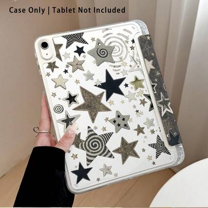 1个星形图案亚克力水晶平板保护套，带支架，兼容三星/苹果/荣耀等主流机型，可折叠防弯折，硅胶加固边角，自动唤醒/睡眠功能，内置笔槽，多角度可折叠支架 - 完美日常保护，理想礼品