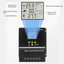 Controlador de carga solar MPPT con doble puerto USB, pantalla LCD retroiluminada, regulador de panel solar de 12V, 24V, 36V y 48V (adaptable) - A - Ver 4
