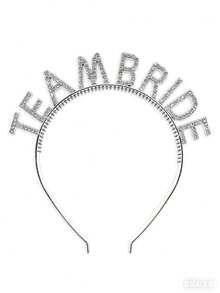 1pc Random Bride/Bridesmaid Sparkling Crystal Letter Alloy Wedding Hair Accessory - Silver - View 8