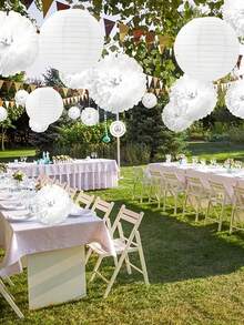 Conjunto de 12 peças para decoração de casamento, incluindo bolas de flores de papel e bolas de pelúcia para festas de casamento, fundo para festas, decoração de flores de papel, adereços para cenários, decoração externa, decoração suspensa, decoração de mesa, ideal para casamentos, festas de aniversário, decoração de casa, decoração de quarto de noivos, cenário para fotos e aniversários. - multicolorido - Ver 9