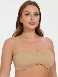 MELENECA Women Strapless Minimizer Wireless Bralette - Beige - View 3