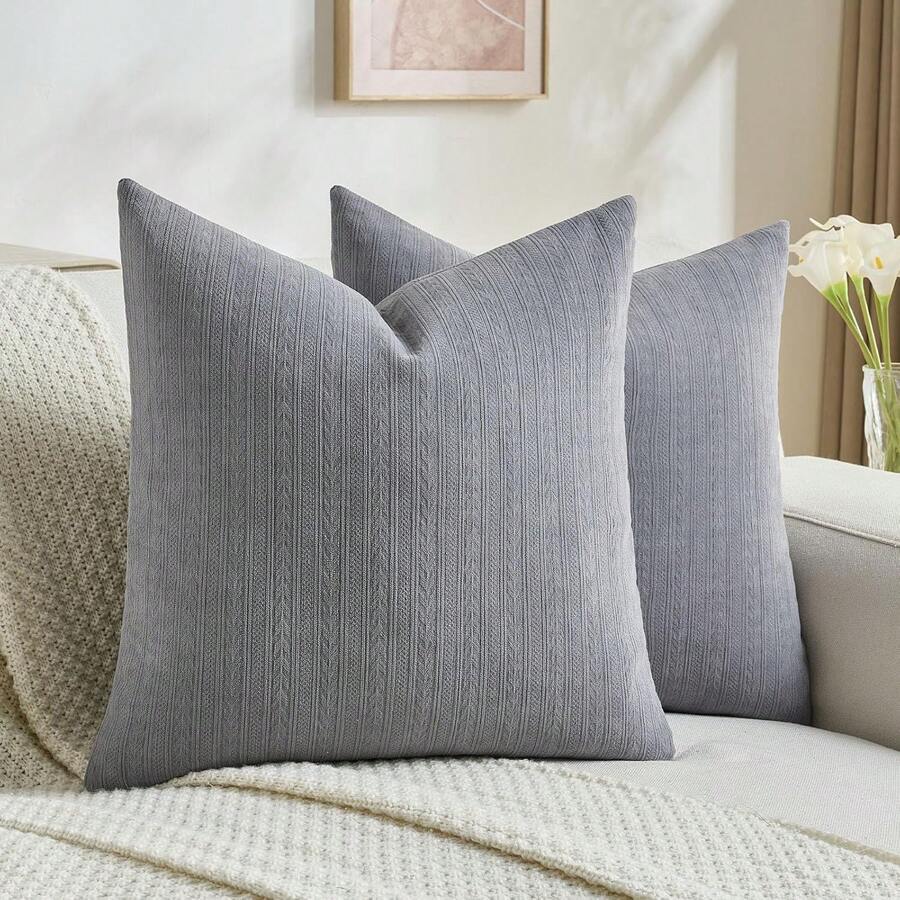 YSTYLE Sofa Cushion Covers 40x40/45x45/50x50/60x60 Set Of 2, Decorative Pillow Covers With Herringbone Pattern, Modern Soft And Durable Sofa Cushion Covers, For Living Room Bedroom Balcony Outdoor - Dark Grey - View 1