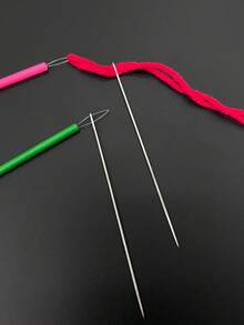4-In-1 Portable Needle Threader, Sewing Machine & Handcraft Accessory, Quick Threading, Blue/Green/Pink/White - Round Shank Extended Threader - View 3