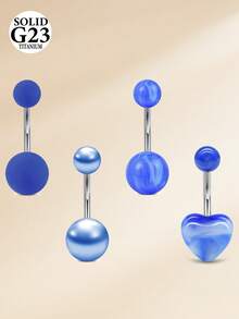 CIZME 4 chiếc khuyên rốn 14G bằng hợp kim titan, khuyên rốn cho nữ, khuyên rốn G23 6mm 8mm 10mm 12mm, trang sức xỏ rốn. - Một phong cách - Xem 5