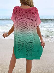女士沙滩罩衫，时尚休闲镂空印花泳衣罩衫（不含泳衣） - 彩色 - 查看 2