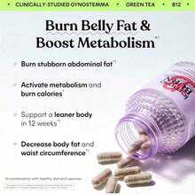 Lemme Burn – Belly Fat Burner & AMPK Activator Supplement For Men & Women – With Actiponin ®   Gynostemma, Green Tea Extract, B6, B12 – Metabolism Support – 60 Vegetarian Capsules - 2 - 查看 8