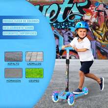 3-Wheel Kids Scooter With LED Lights And Adjustable Handlebar –  Fun For Children - Blue - View 6