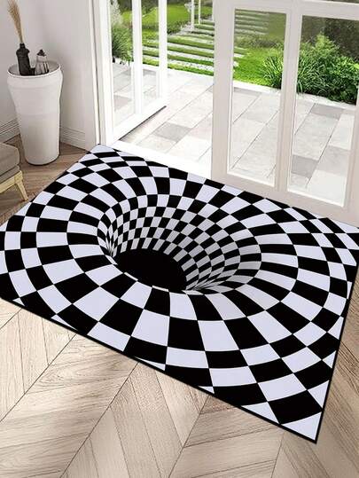 1pc Optical Illusion Doormat - Endless Fun Design, Quick Drying Absorbent Bathroom Rug, Non-Slip Kitchen Mat, Machine Washable Entryway Decor Carpet For Living Room, Bedroom, Kitchen, Bathroom, Parties, Holidays, Gifts