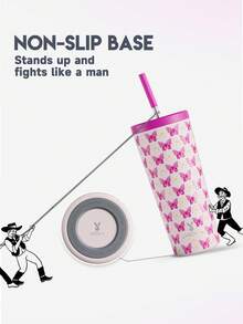 Meoky 24 oz Insulated Tumbler with Lid and Straw, Stainless Steel Vacuum Insulated Water Bottle, Insulated Cup, Keeps Cold for 24 Hours, 100% Leak Proof, Fits in Car Cup Holder - 粉色 - 查看 4