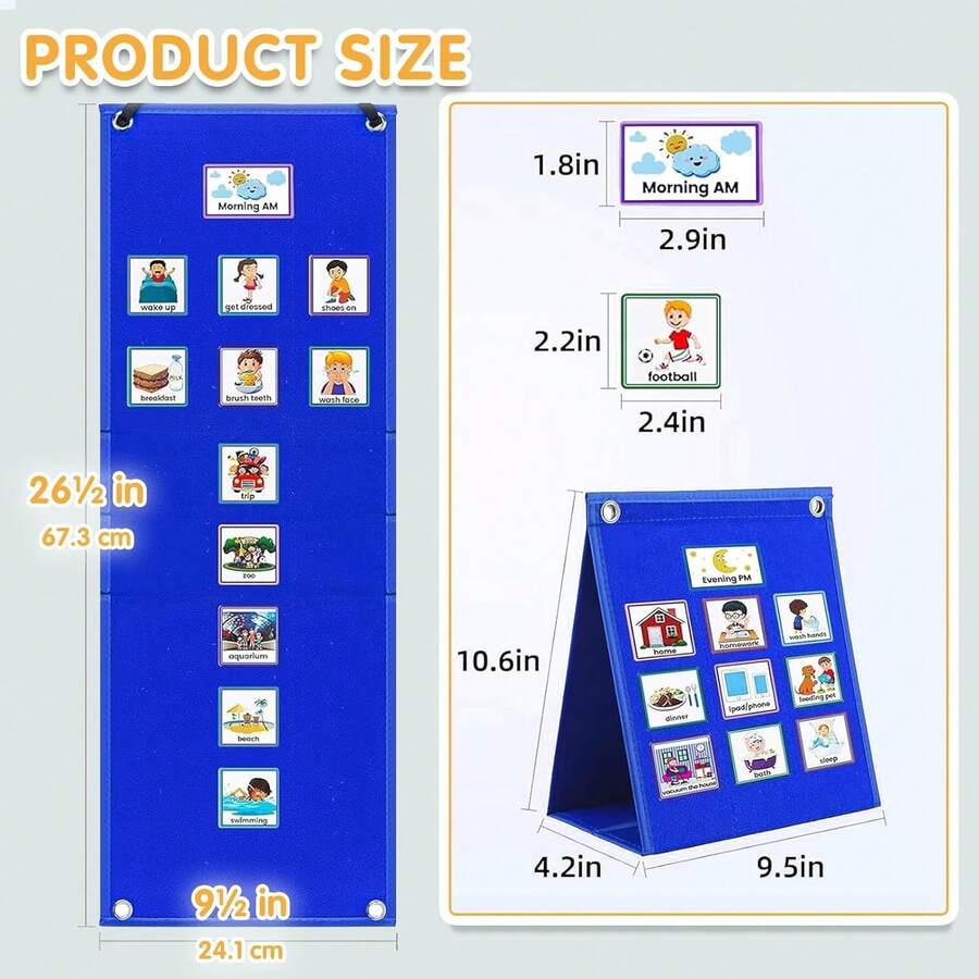 1 Reusable Visual Schedule - Daily Routine Planner, With 70 Picture Cards - Multicolor - View 1