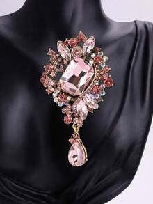 Stylish Crystal Glass Brooches For Women Unisex Elegance Rhinestone Flower Pins Banquet Jewelry Clothing Accessories/Friends Gathering Badges New Gifts - Medium-sized Glass (2485) - View 1